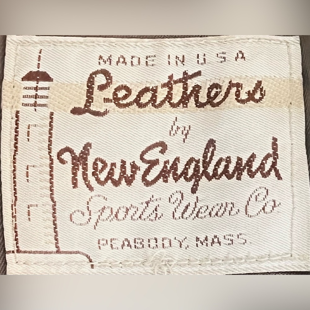 RARE Vtg 60s 70s Leathers by NEW ENGLAND SPORTSWEAR Coat USA Gold Crest Button - Picture 6 of 11